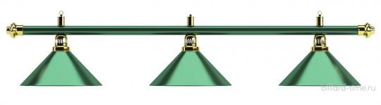 Лампа на три плафона Allgreen D35 (зелёная штанга, зелёный плафон D35см)